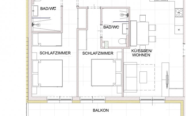 Der Grundriss eines der Appartements