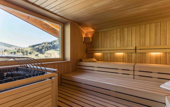 Großartiger Ausblick aus der Panoramasauna 