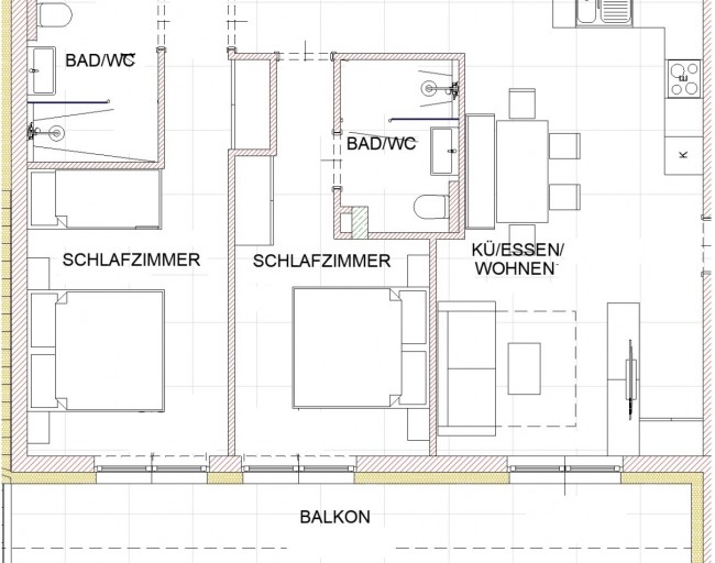 Floor plan of one of the apartments