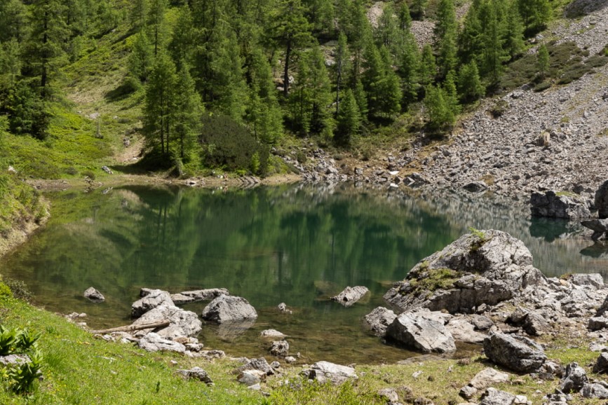 Blick auf Blauen See bei der Wanderung zur Kurzeggalm &copy; Wagrain-Kleinarl Tourismus / Robert Schabus